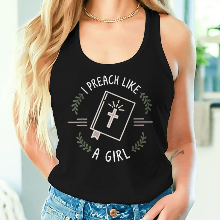Pastors Wife O Christian O Religious Or I Preach Like A Girl Women Tank Top Gifts for Her