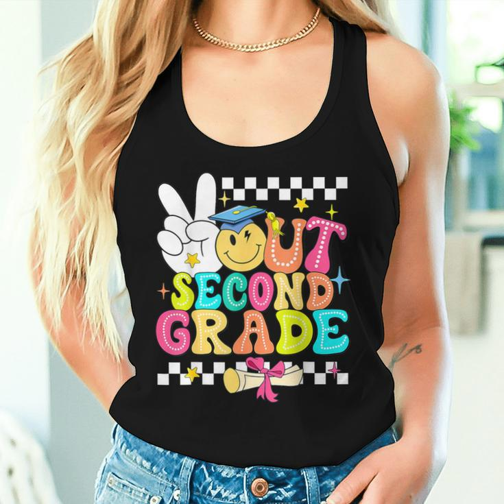 Peace Out Second Grade Happy Last Day Of School Teacher Women Tank Top Gifts for Her