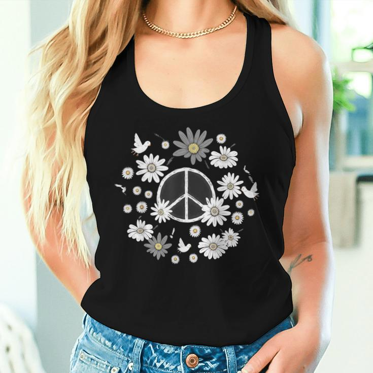 Peace Sign Love 60S 70S Daisy Flower Hippie Costume Women Tank Top Gifts for Her