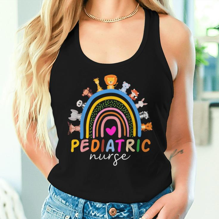 Pediatric Nurse Peds Rn Pediatrician Animals Rainbow Nursing Women Tank Top Gifts for Her