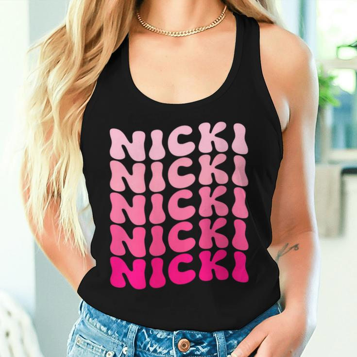 Personalized Name Nicki I Love Nicki Pink Vintage Women Tank Top Gifts for Her