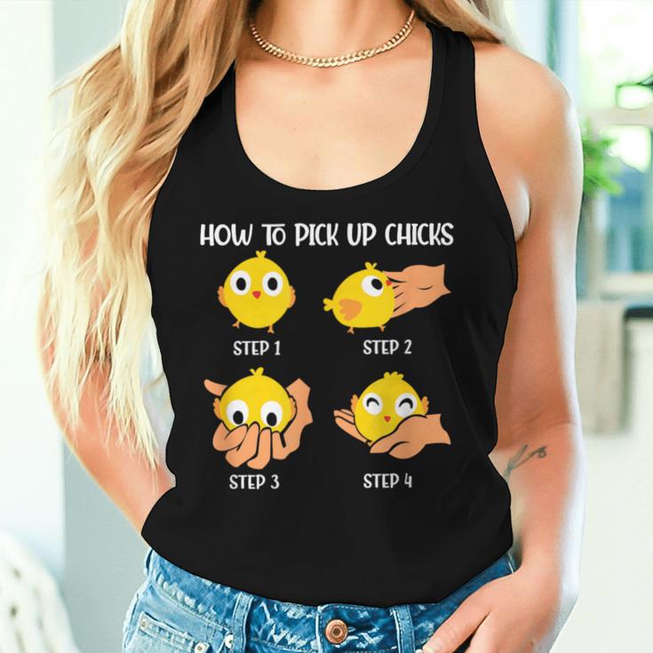 How To Pick Up Chicks Cheesy Pick-Up Lines Chicken Lover Women Tank Top Gifts for Her