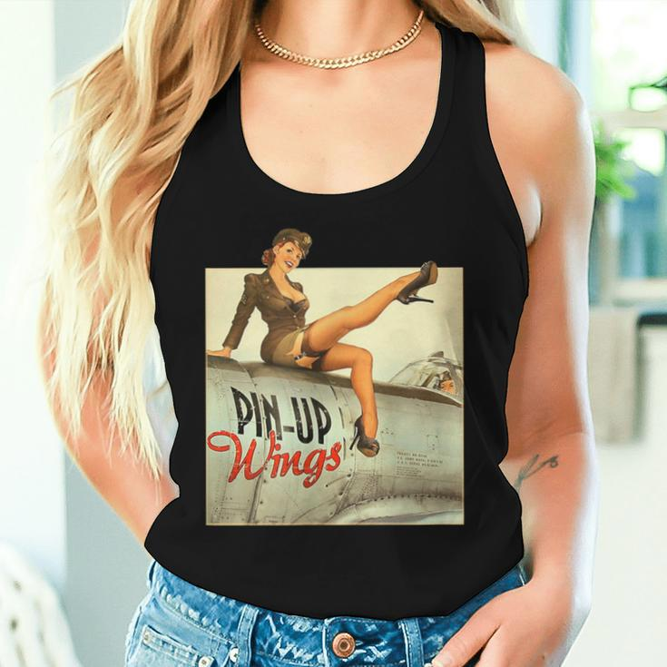 Pin Up Girl Wings Vintage Poster Ww2 Women Tank Top Gifts for Her