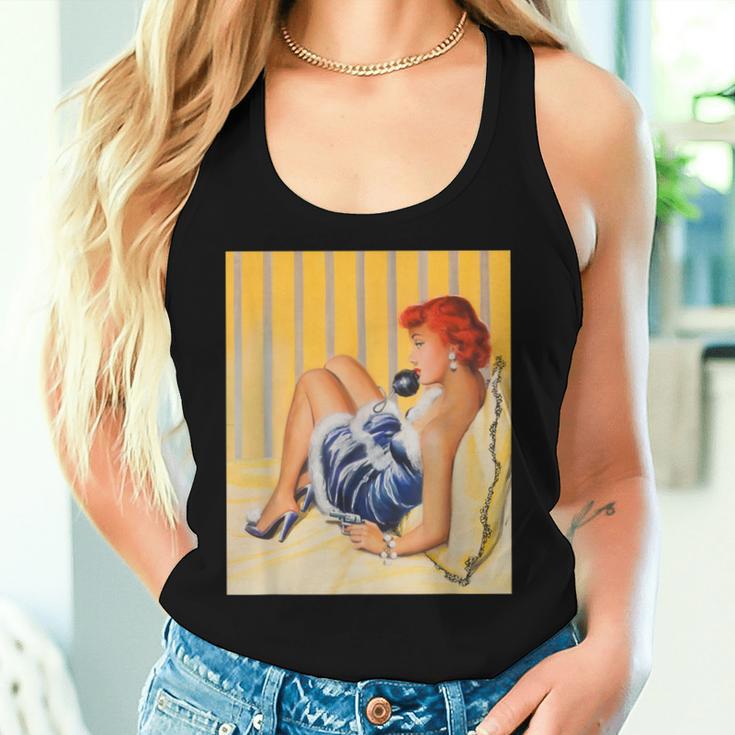 Pin Up Hot Girl Redhead Ginger In Heels-Vintage Pinup Girl Women Tank Top Gifts for Her