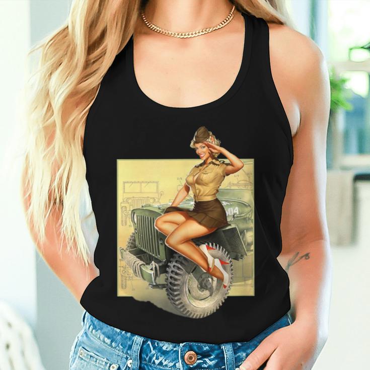 Pin-Up Girls Willys Mb Ww2 Poster Vintage Women Tank Top Gifts for Her