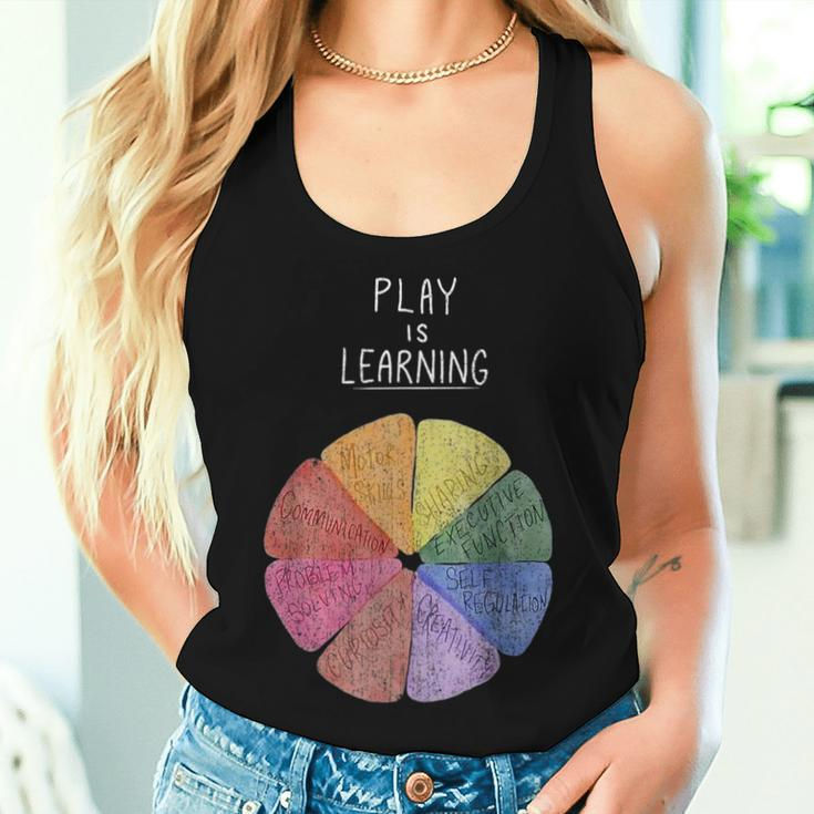 Play Is Learning Teacher T- Teacher Life Kindergarten Teac Women Tank Top Gifts for Her