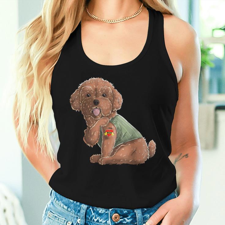 Poodle I Love Mom Tattoo Dog Mother's Day Women Tank Top Gifts for Her