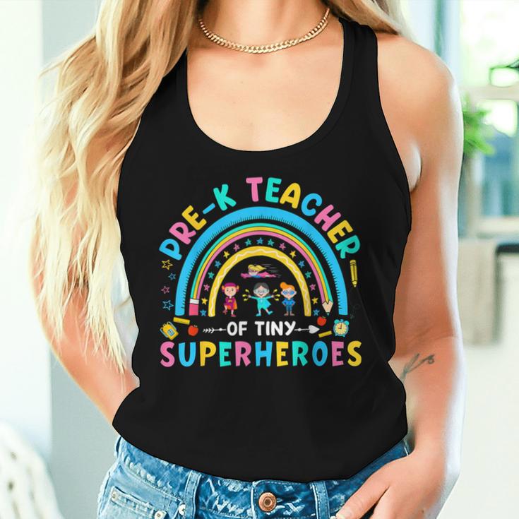 Prek Teacher Of Tiny Superheroes Kindergarten Back To School Women Tank Top Gifts for Her