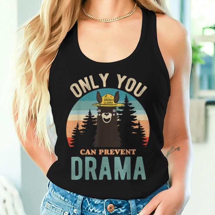 Only You Can Prevent Drama Vintage Llama Graphic Women Tank Top Gifts for Her