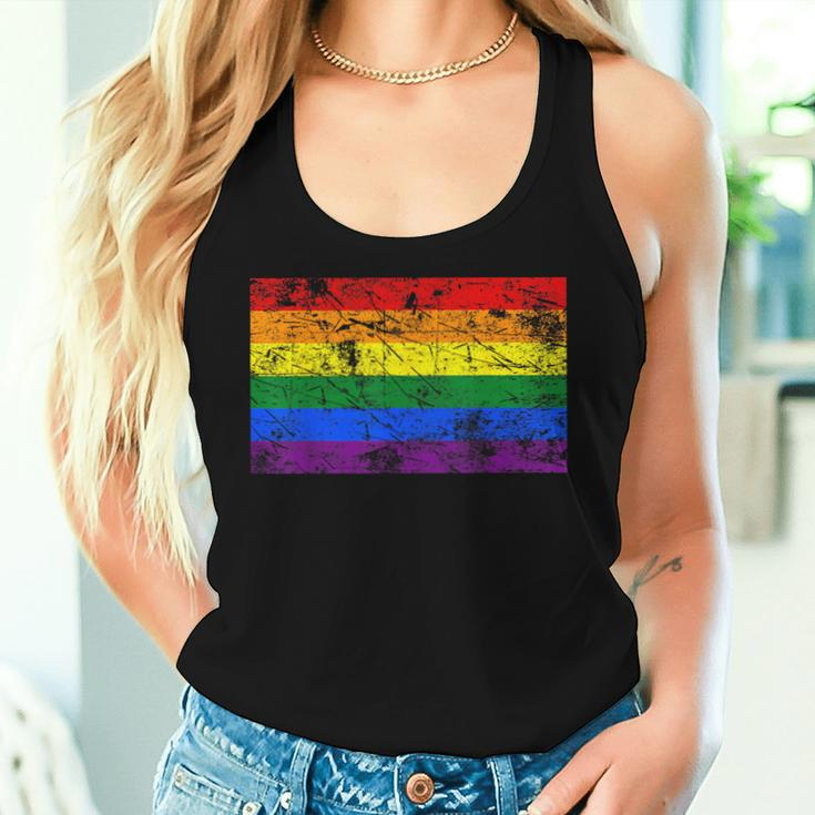 Pride Rainbow Flag Lgbt Gay Lesbian Vintage Women Tank Top Gifts for Her