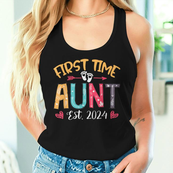 Promoted To Auntie Est 2024 Cute First Time Aunt Women Tank Top Gifts for Her