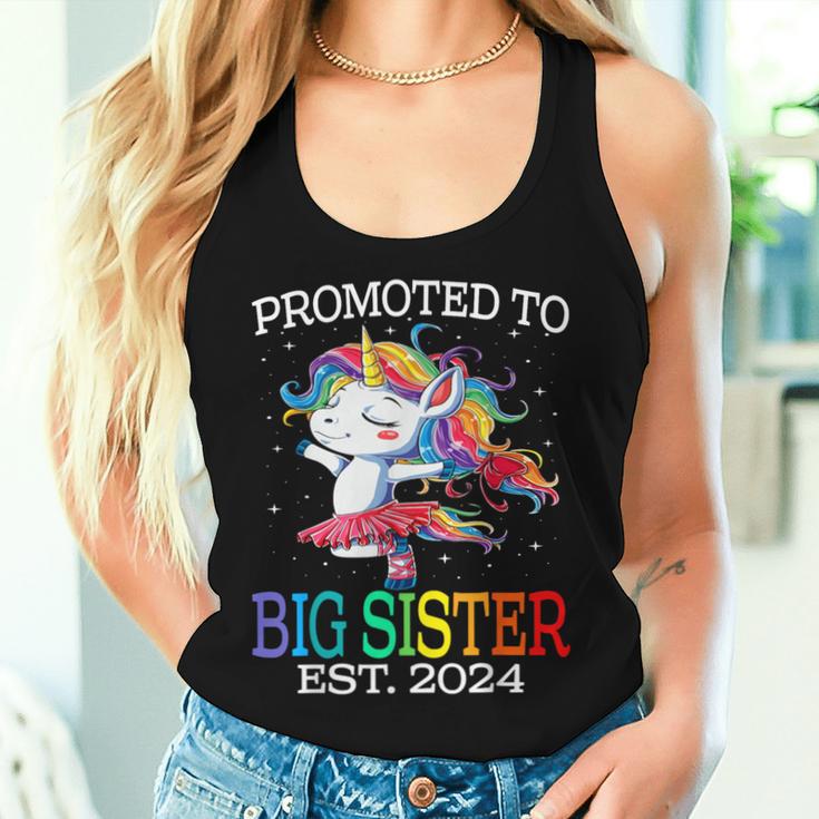 Promoted To Big Sister Est 2024 Unicorn Women Tank Top Gifts for Her