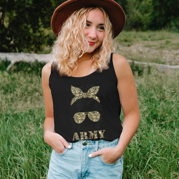 Proud Army Girlfriend Camouflage Messy Bun Soldier Mother's Women Tank Top Gifts for Her