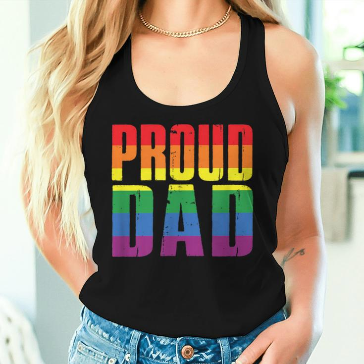 Proud Dad Lgbt Rainbow Gay Pride Father's Day Women Tank Top Gifts for Her