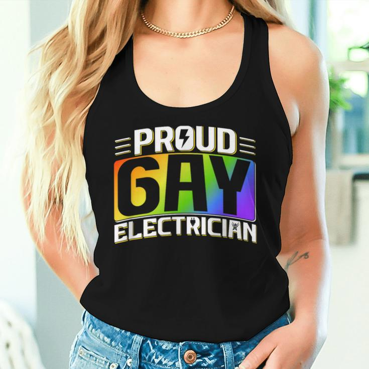 Proud Gay Electrician Lgbt Electrical Lineman Rainbow Pride Women Tank Top Gifts for Her