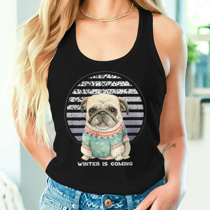 Pug Vintage Winter Is Coming Idea Women Tank Top Gifts for Her