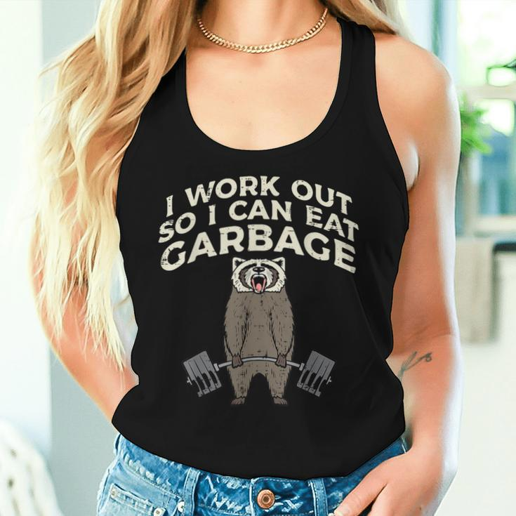 Raccoon I Workout So I Can Eat Garbage Gym Fitness Women Women Tank Top Gifts for Her