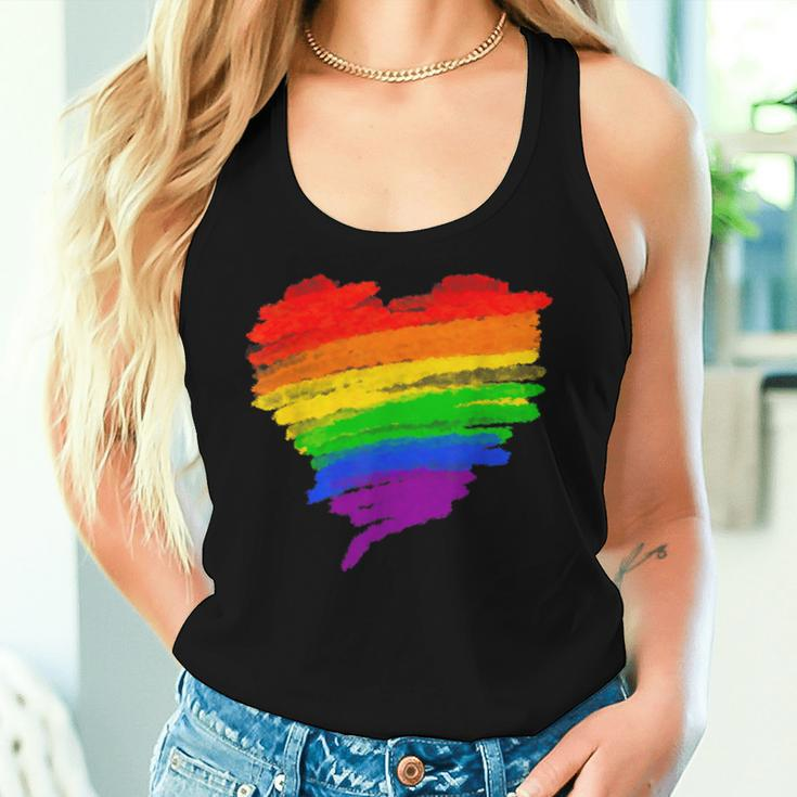 Rainbow Heart Lgbt Ally Lgbtq Lesbian Transgender Gay Pride Women Tank Top Gifts for Her