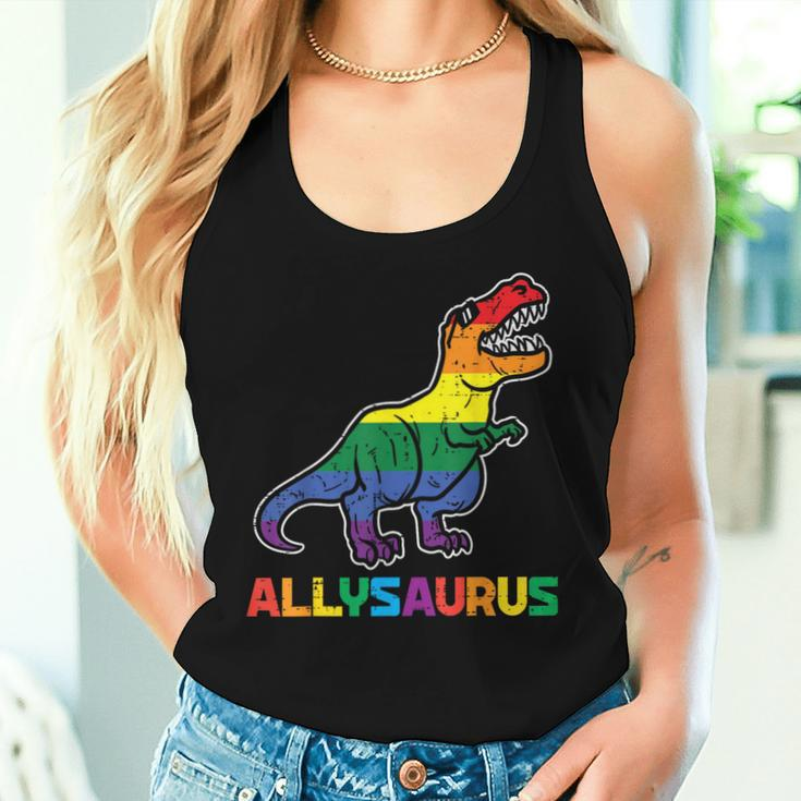 Rainbow Trex Allysaurus Gay Pride Flag Lgbtq Dino Ally Boys Women Tank Top Gifts for Her