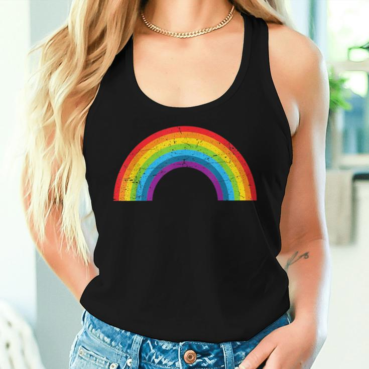 Rainbow Vintage Retro 80'S Style Gay Pride Rainbow Women Tank Top Gifts for Her