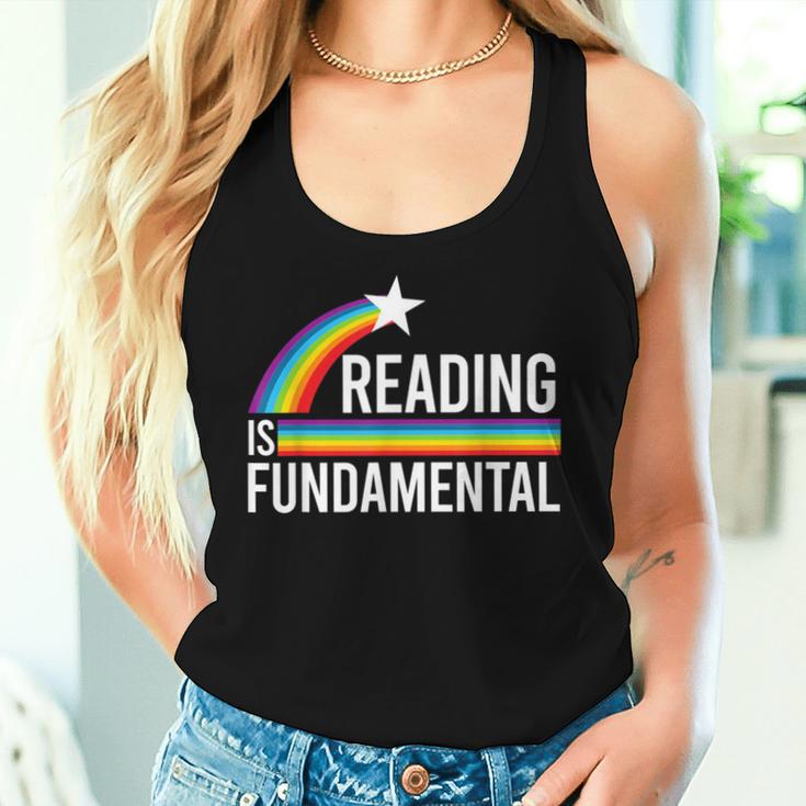 Reading Is Fundamental Rainbow Lgbtq Teacher Gay Flag Pride Women Tank Top Gifts for Her