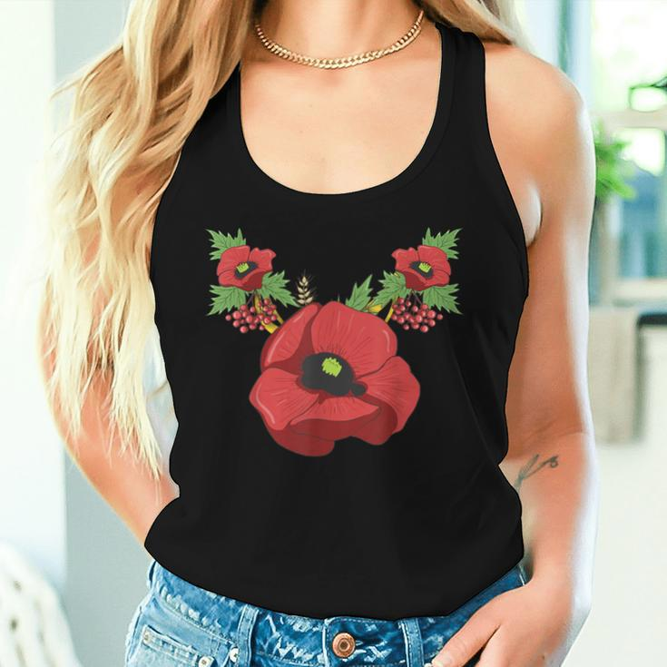 Red Poppies Floral Vintage Poppy Flowers Women Tank Top Gifts for Her