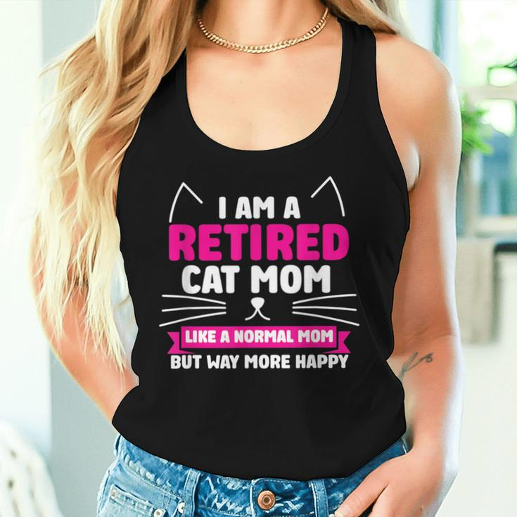 Retired Cat Lover Mom Retirement Life Graphic Women Tank Top Gifts for Her