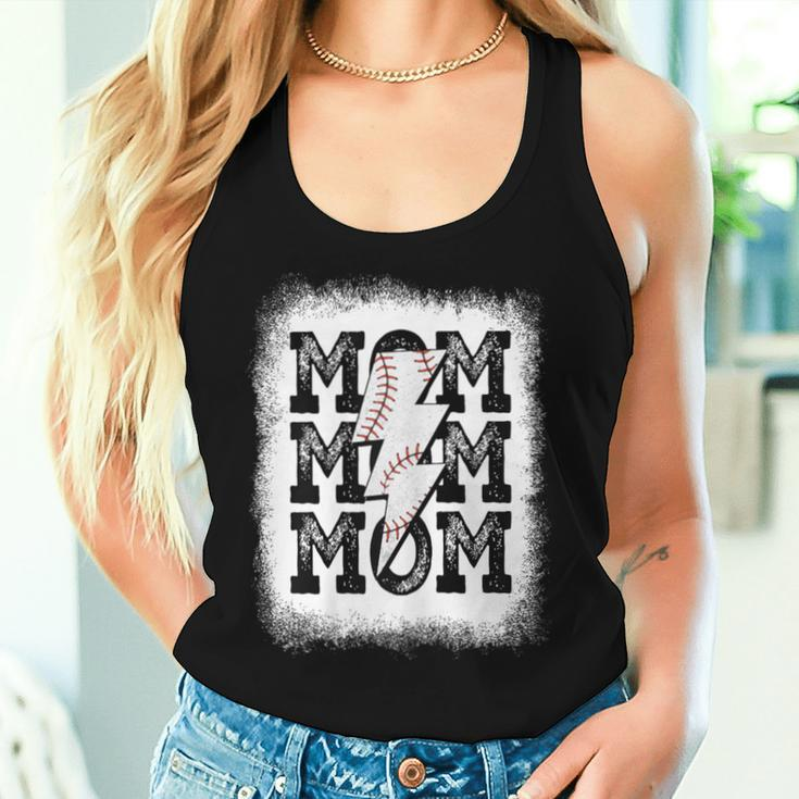 Retro Baseball Mama Distressed Lightning Bolt Mom Life Women Tank Top Gifts for Her
