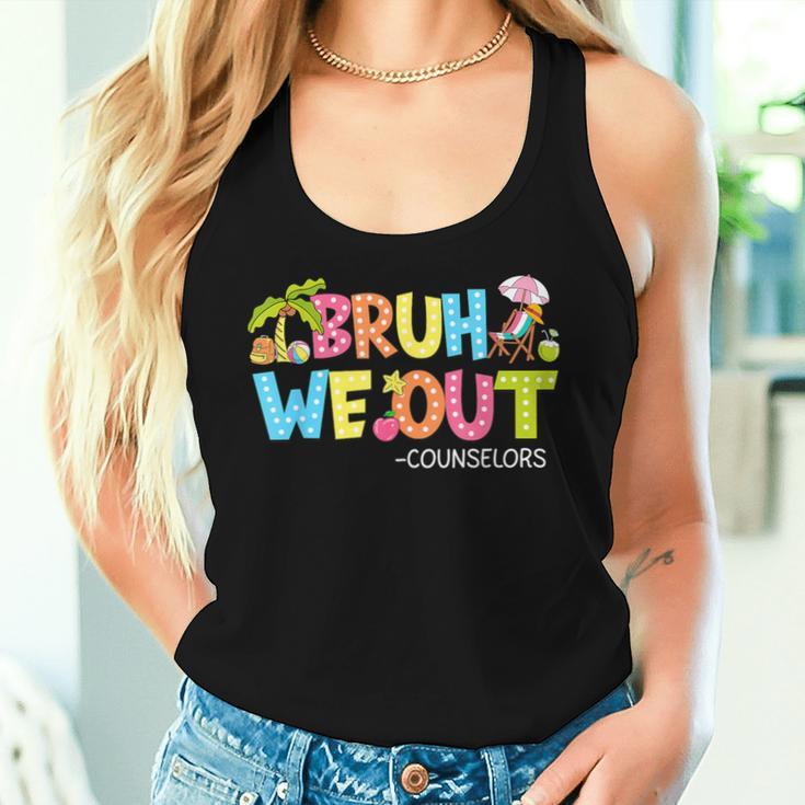 Retro Groovy Bruh We Out Counselors Last Day Of School Women Tank Top Gifts for Her