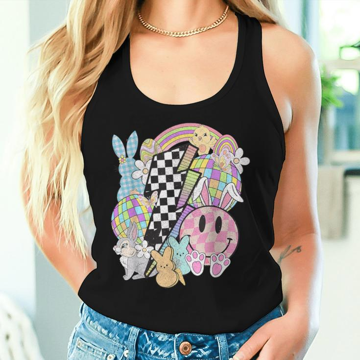 Retro Groovy Happy Easter Bunny Smile Face For Girls Women Tank Top Gifts for Her