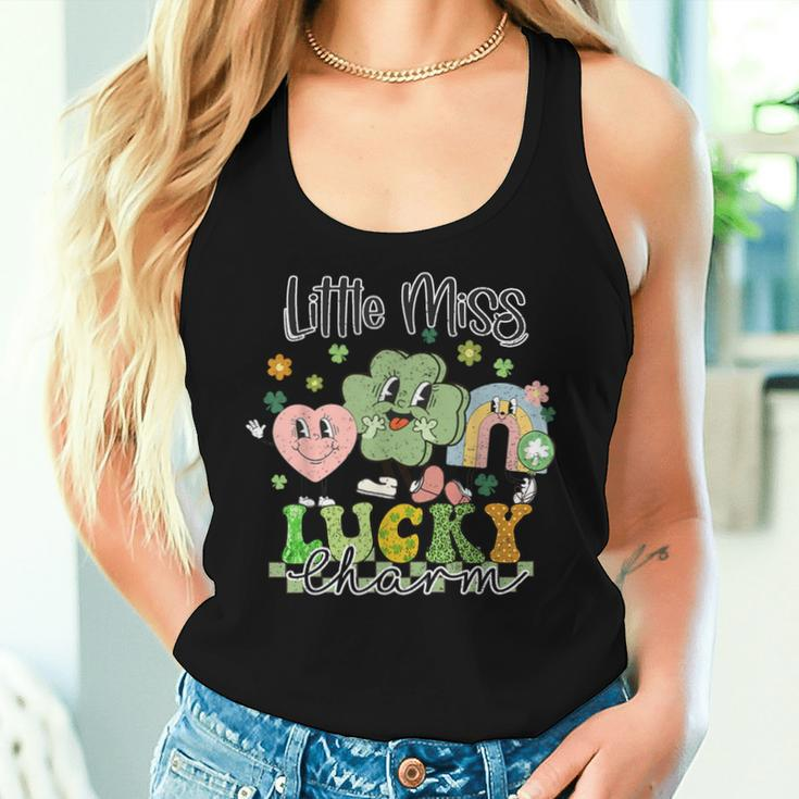 Retro Groovy Little Miss Lucky Charm St Patrick's Day Women Tank Top Gifts for Her