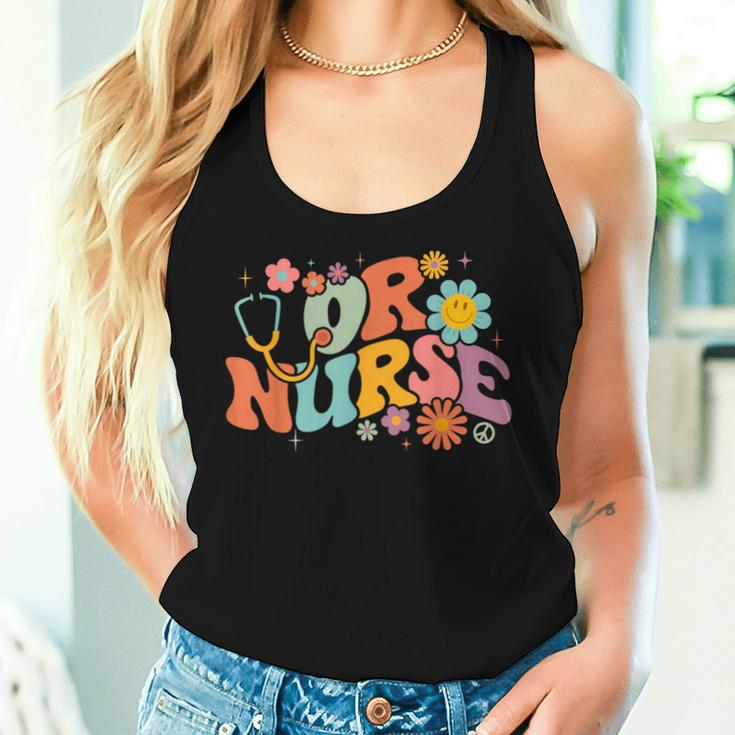 Retro Groovy Or Nursing School Medical Operating Room Nurse Women Tank Top Gifts for Her