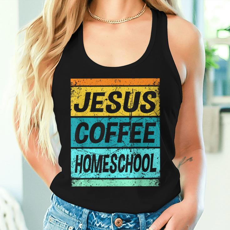 Retro Homeschool Mama Jesus Coffee Homeschool Damen Tank Top Frauen Geschenke für Sie