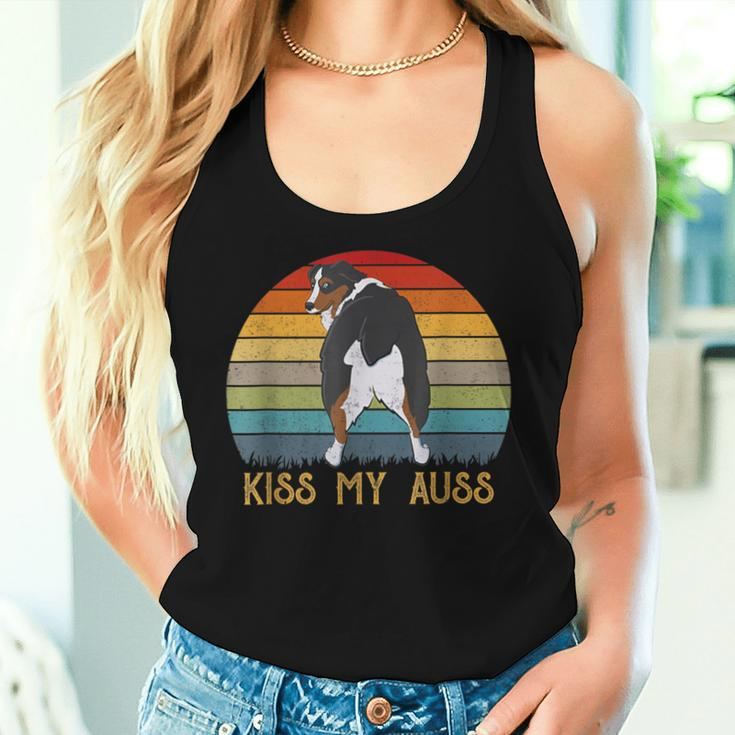 Retro Kiss My Auss Aussie Mom Australian Shepherd Women Tank Top Gifts for Her