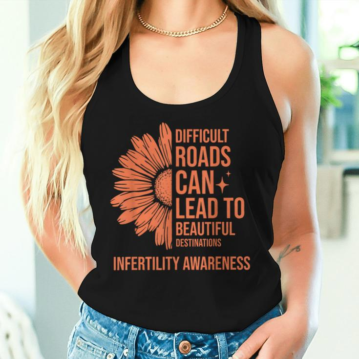 Retro Sunflower Infertility Awareness Week Orange Ribbon Women Tank Top Gifts for Her