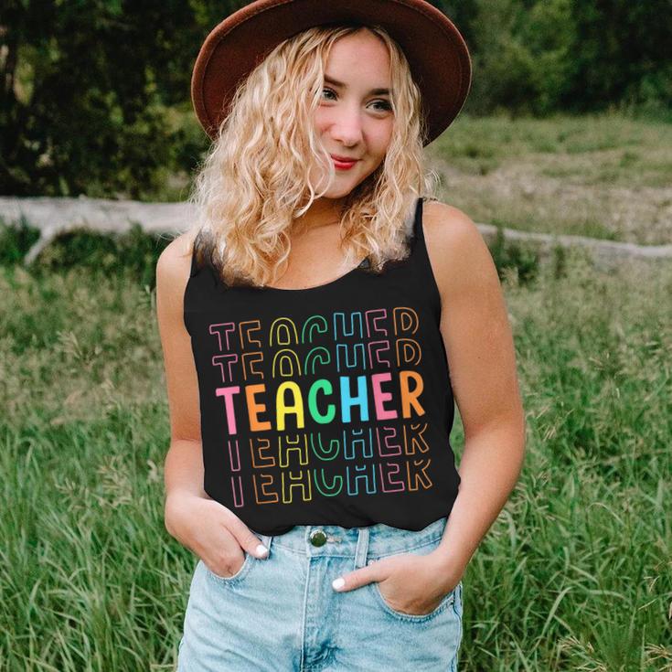 Retro Teacher Colorful Elementary School Teachers Women Women Tank Top Gifts for Her