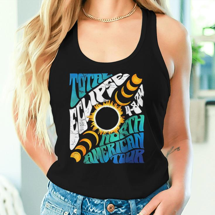 Retro Total Eclipse 2024 Groovy North American Tour Concert Women Tank Top Gifts for Her