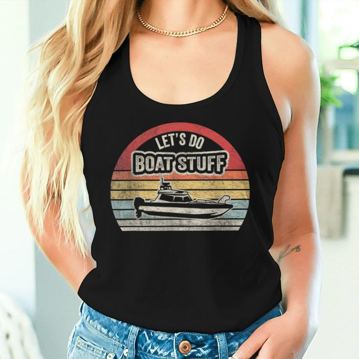 Retro Vintage Let's Do Boat Stuff Lake Life Sarcastic Boat Women Tank Top Gifts for Her