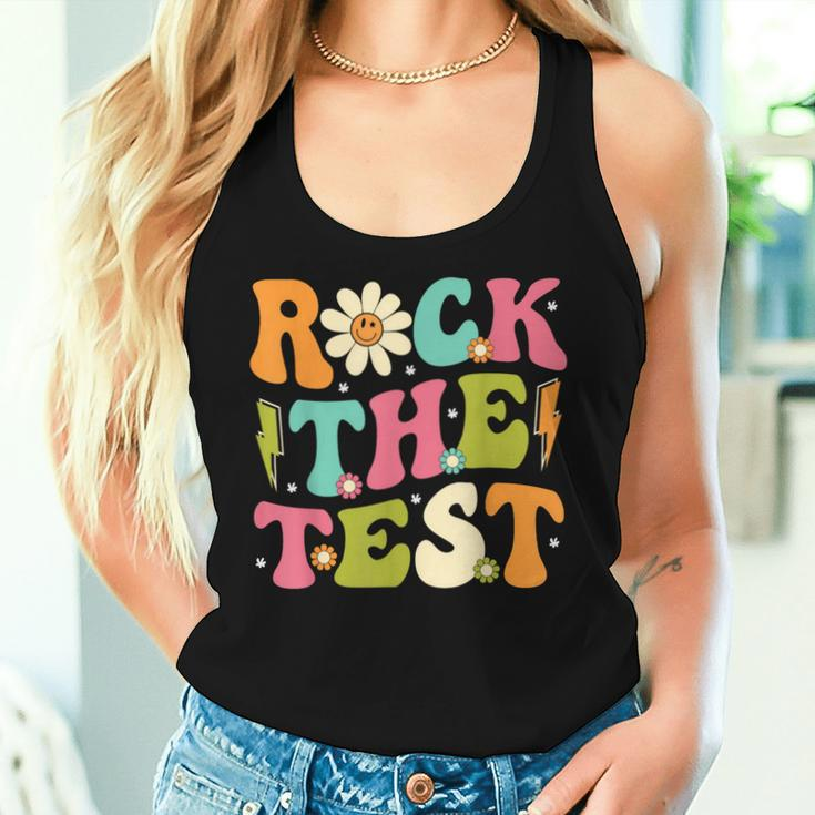 Retro Wavy Teacher Testing Day Women Tank Top Gifts for Her
