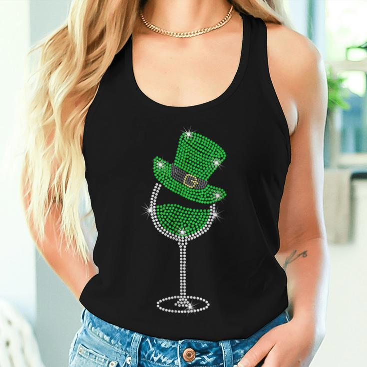 Rhinestone Wine Glasses Drinking St Patrick's Day Girl Women Women Tank Top Gifts for Her
