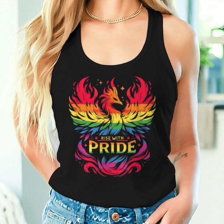 Rise With Pride Rainbow Phoenix Lgbtq Community Women Tank Top Gifts for Her