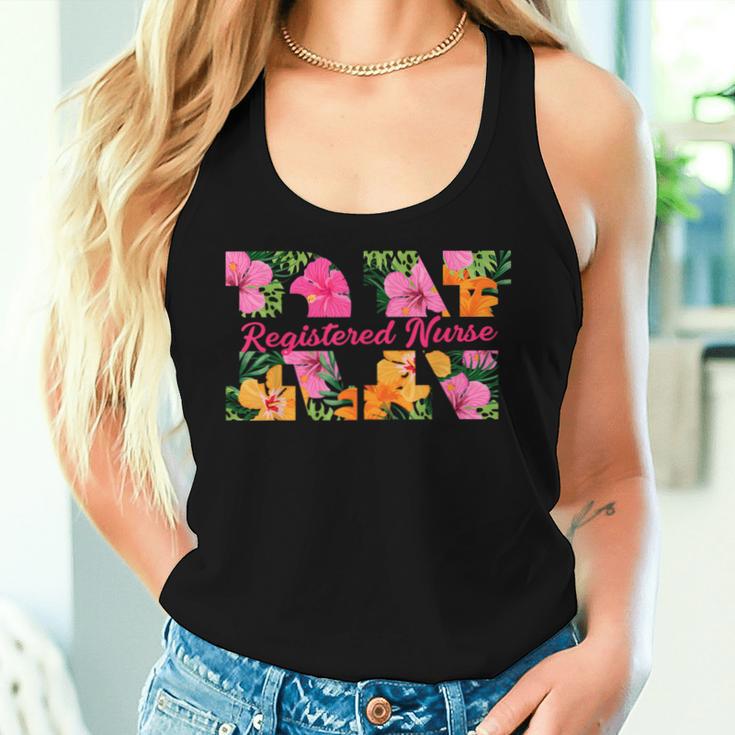 Rn Aloha Nurse Tropical Flowers Summer Hawaii Rn Beach Vibe Women Tank Top Gifts for Her