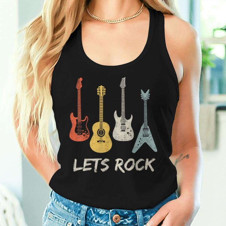 Lets Rock Rock N Roll Guitar Retro Women Women Tank Top Gifts for Her