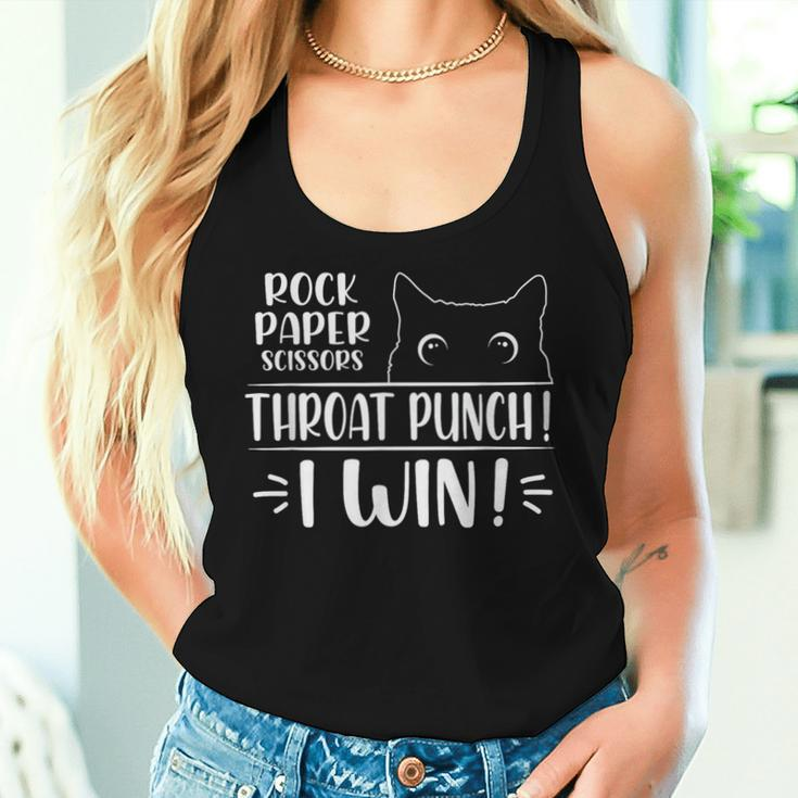 Rock Paper Scissors Throat Punch Cat Lover Cat Mom Cat Dad Women Tank Top Gifts for Her