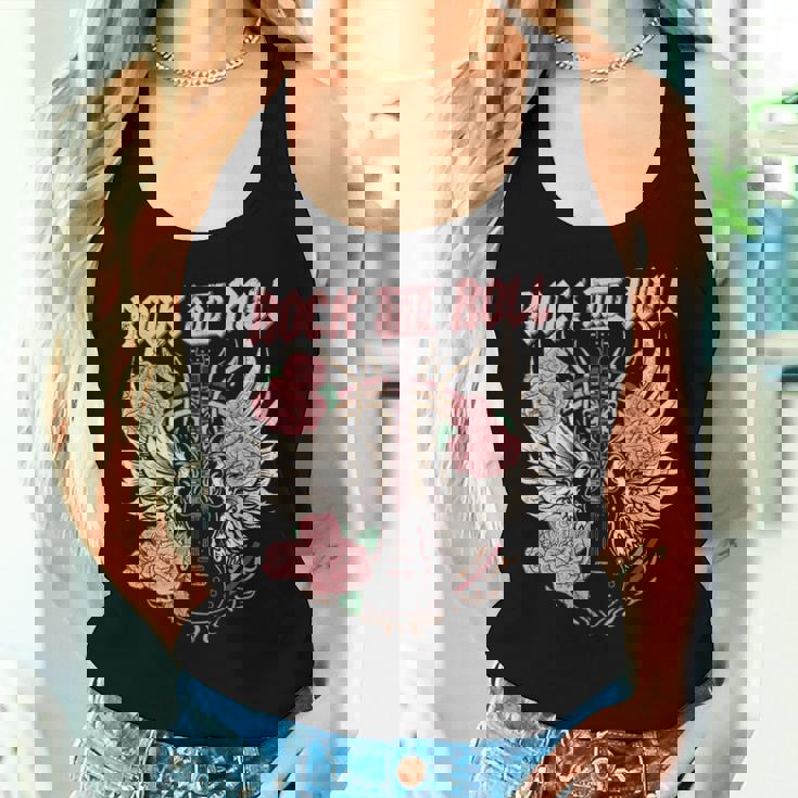 Rock And Roll Guitar Vintage Rock Music Women Tank Top Gifts for Her