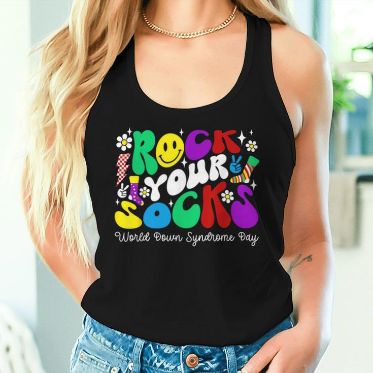 Rock Your Socks Down Syndrome Awareness Day Groovy Wdsd Women Tank Top Gifts for Her