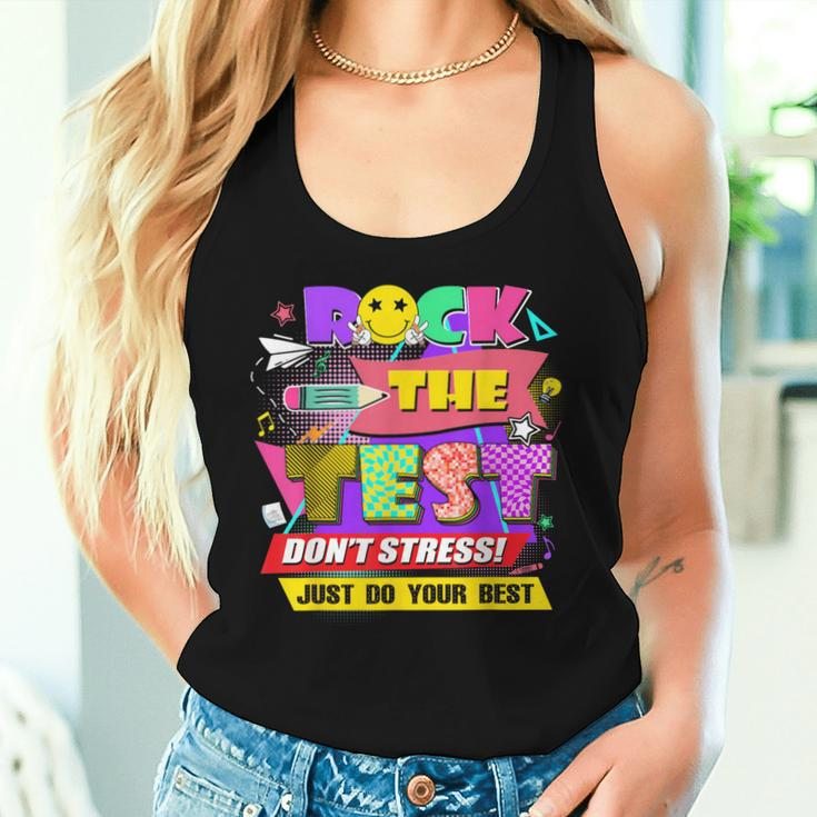 Rock The Test Testing Day Retro Motivational Teacher Student Women Tank Top Gifts for Her