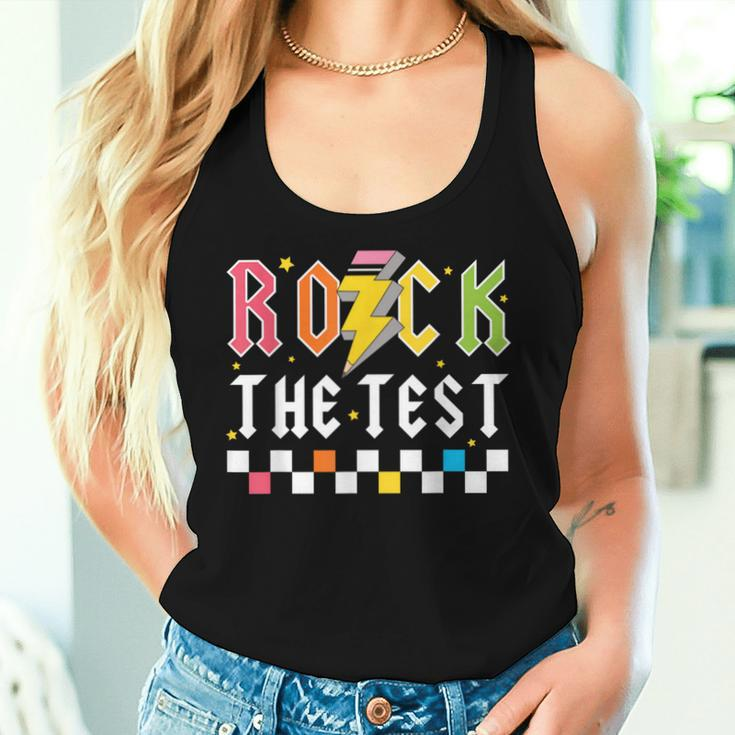 Rock The Test Testing Day Retro Teacher Student Women Tank Top Gifts for Her