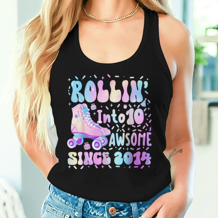 Roller Skate 10Th Birthday Rolling Into 10 Since 2014 Girls Women Tank Top Gifts for Her