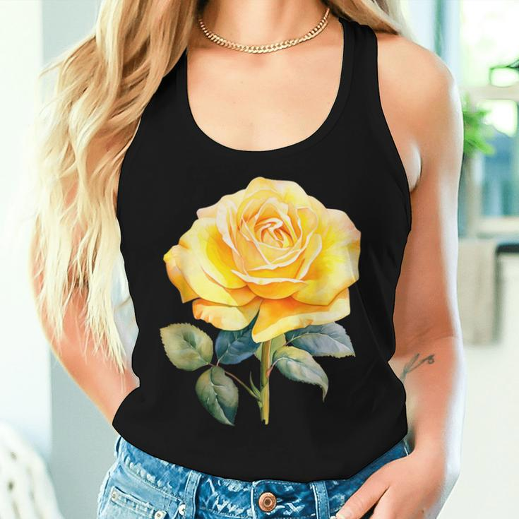 Rose Flower Yellow Floral Women Tank Top Gifts for Her